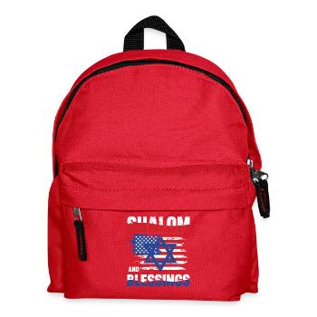 Shalom and Blessing Freedom Israel USA Flag - Kids' Backpack - red - Front