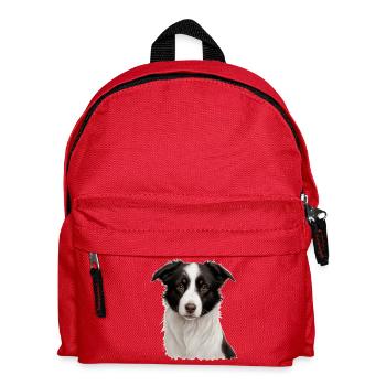Border Collie Porträt: Treuer Blick - Kinder Rucksack - Rot - Vorne