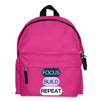 Focus, Build, Repeat – Creator Mindset - Kids' Backpack - fuchsia - Front
