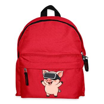 Cute Cartoon Pig Virtual Reality Gamer - Kids' Backpack - red - Front