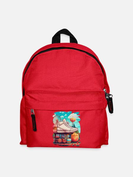 Colorful creation funfair, games, candy - Kids' Backpack - red