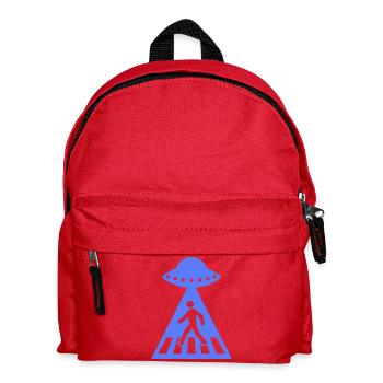 Lustiges UFO Strichmännchen Alien Begegnung  - Kinder Rucksack - Rot - Vorne