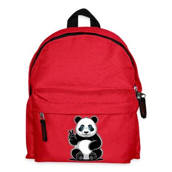 Panda Friedenszeichen Cartoon - Kinder Rucksack - Rot - Vorne