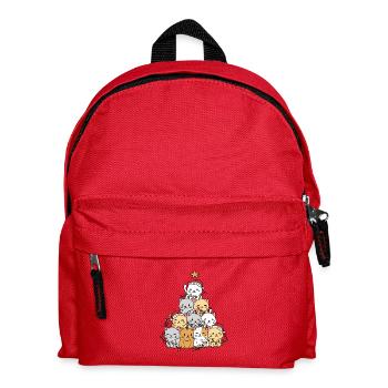 Katzen Weihnachtsbaum - Kinder Rucksack - Rot - Vorne