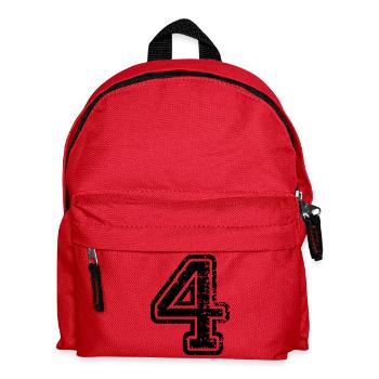 4 - Nummer - Kinder Rucksack - Rot - Vorne