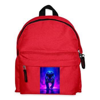 Ein Panther leuchtet in heftigem Neonpink und violetter Tanne - Kinder Rucksack - Rot - Vorne