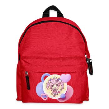 Pastell-Chibi mit Herzchen - Kinder Rucksack - Rot - Vorne