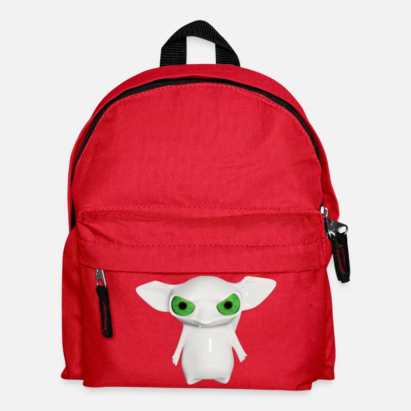 Weißer Alien mit leuchtenden Augen - Kinder Rucksack - Rot