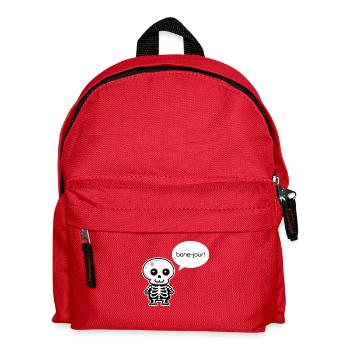 Bon-jour ! - Jeu de mots amusant sur le squelette - Sac à dos Enfant - rouge - Devant