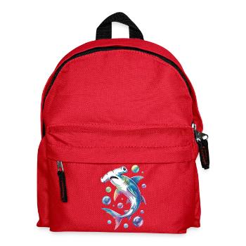 Lebendiger Hai mit Blasenakzenten - Kinder Rucksack - Rot - Vorne