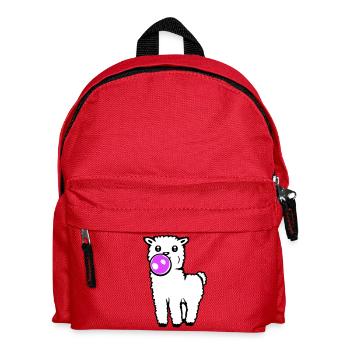 Lama Kaugummi Ganzkörper Stehend Frontal Süß Cool - Kinder Rucksack - Rot - Vorne