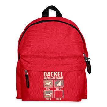 Dackel Hört Aufs Wort Sitz Platz Komm Bleib Hund - Kinder Rucksack - Rot - Vorne