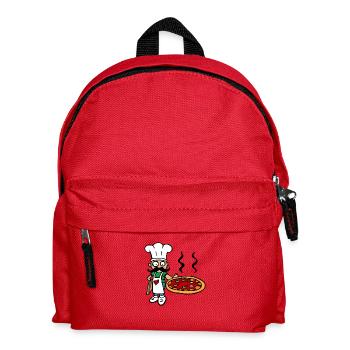 funny drawing of chef pizza pizzeria - Kids' Backpack - red - Front
