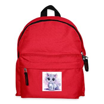 Süße Katze Anime mit großen Augen - Kinder Rucksack - Rot - Vorne