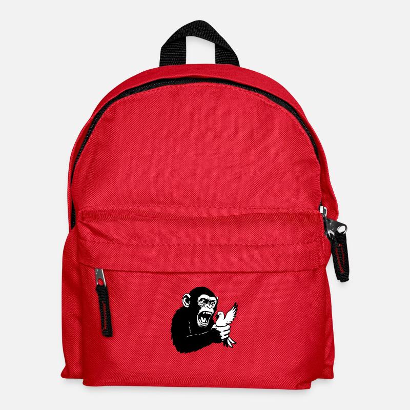 Monkey squeezes pigeon - Kids' Backpack - red