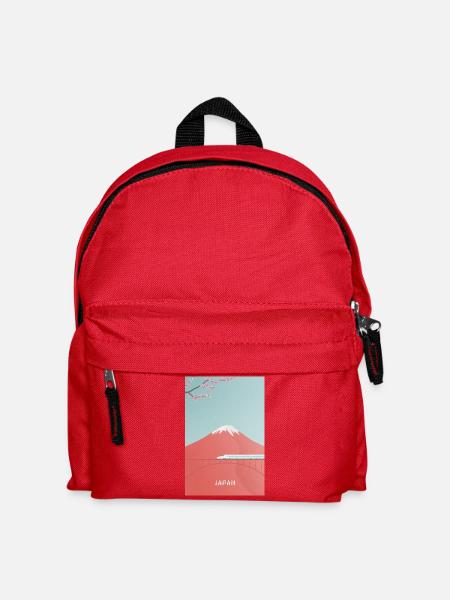 Japanische Berglandschaft mit Shinkansen - Kinder Rucksack - Rot