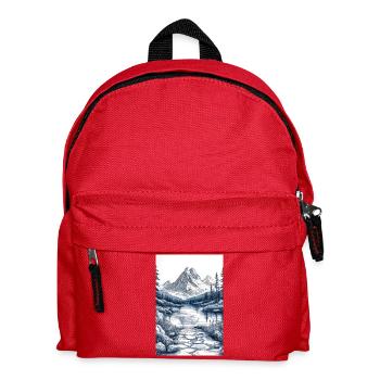 Illustration einer Gebirgslandschaft - Kinder Rucksack - Rot - Vorne