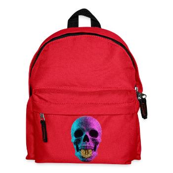 Bitcoin Skull Wireframe Design Cyan Magenta - Kids' Backpack - red - Front