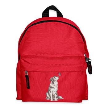 Hütehund Schmetterling Illustration Kunst Motiv - Kinder Rucksack - Rot - Vorne