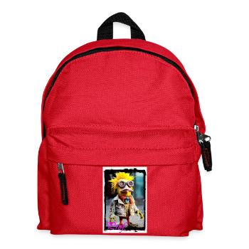 Unusual bird figure doll with punk style - Kids' Backpack - red - Front