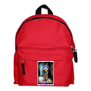 Colorful bird sculpture with punk style - Kids' Backpack - red - Front