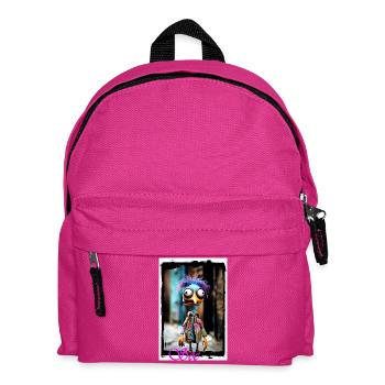 Bunte Vogelskulptur mit Punk-Style - Kinder Rucksack - Fuchsia - Vorne