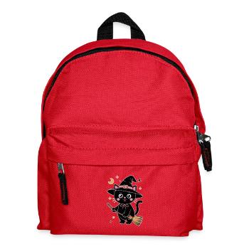 Imprimé chat sorcière mignon avec baguette magique - Sac à dos Enfant - rouge - Devant