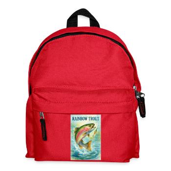 Regenbogenforelle am Angelhaken - Kinder Rucksack - Rot - Vorne