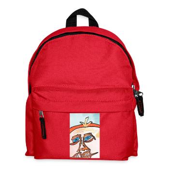 Sonnengesicht in Linienkunst - Kinder Rucksack - Rot - Vorne