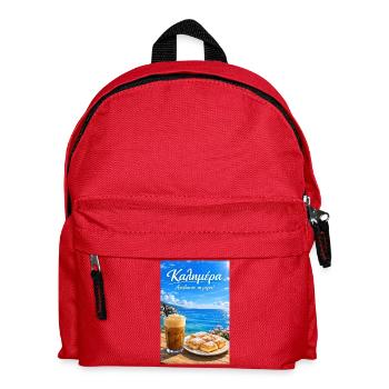 Guten Morgen Griechenland Kalimera Küsten Café - Kinder Rucksack - Rot - Vorne