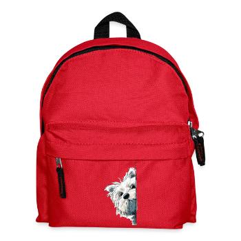 Peeking Westie Terrier Süßes Hundeliebhaber-Merch - Kinder Rucksack - Rot - Vorne