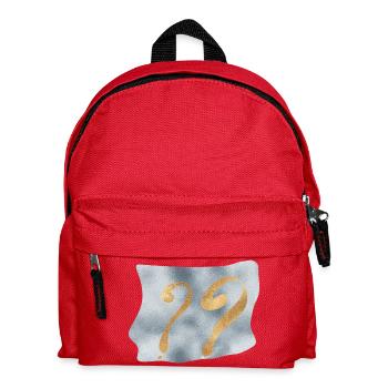 Golden question marks on blue - Kids' Backpack - red - Front