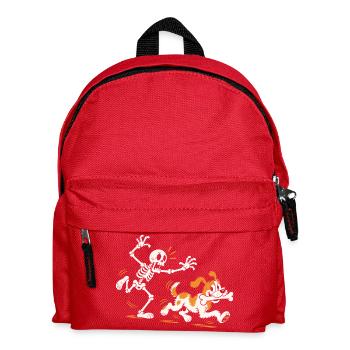 Der Hund klaut dem Skelett den Knochen - Kinder Rucksack - Rot - Vorne