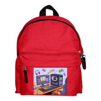 Retro Gaming Desk Neon RGB - Kids' Backpack - red - Front