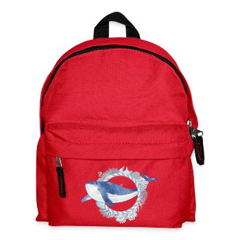 blauer Wal Fisch im Korallenriff im Aquarell Stil - Kinder Rucksack - Rot - Vorne