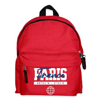 Paris Frankreich Koordinaten Reise Souvenir - Kinder Rucksack - Rot - Vorne