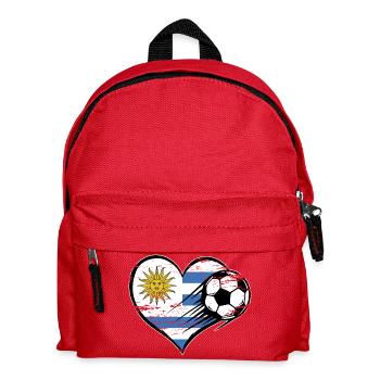 Uruguay Flagge Fußball mit Herz used - Kinder Rucksack - Rot - Vorne