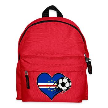 Kap Verde Flagge Fußball mit Herz  - Kinder Rucksack - Rot - Vorne