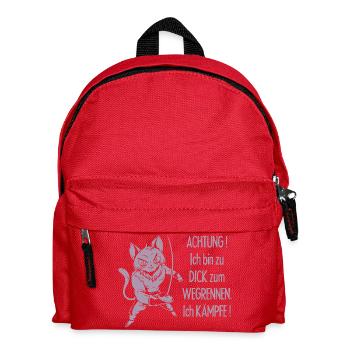Dicke Katze, zu dick zum Wegrennen - Kinder Rucksack - Rot - Vorne