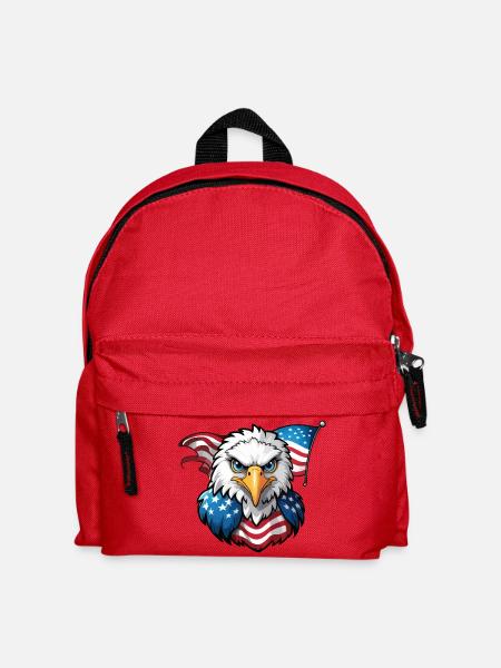 USA Fahne und USA Adler - Kinder Rucksack - Rot