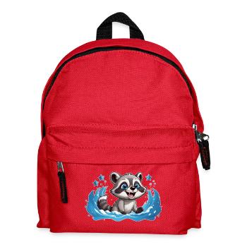 Little raccoon splashing around - Kids' Backpack - red - Front