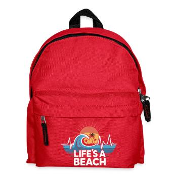 Life's A Beach Sonnenuntergang Wellen - Kinder Rucksack - Rot - Vorne