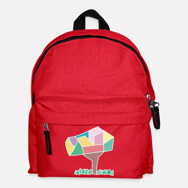 African Tree meet Soviet Mosaic - Kids' Backpack - red