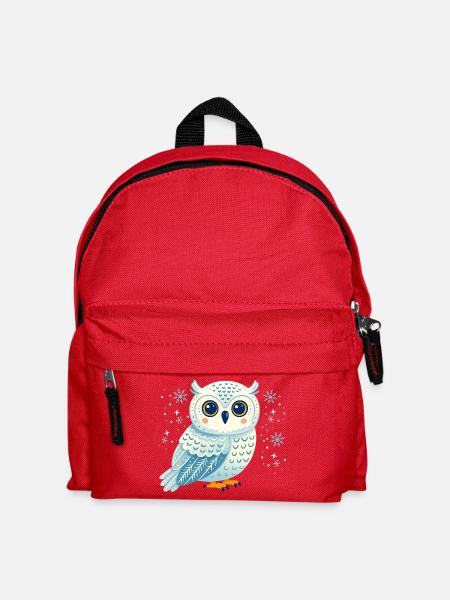 Hibou des hivers dans les flocons de neige - Sac à dos Enfant - rouge