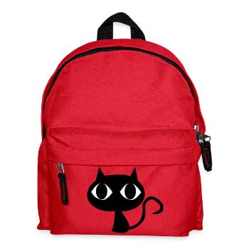 Schwarze Katze - Kinder Rucksack - Rot - Vorne
