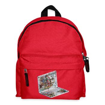 Transparent CAD circuit art on laptops - Kids' Backpack - red - Front