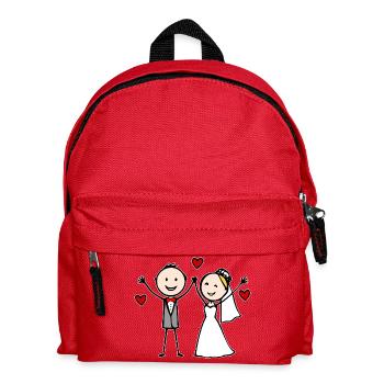 Wedding Couple Cartoon Cheerful - Kids' Backpack - red - Front