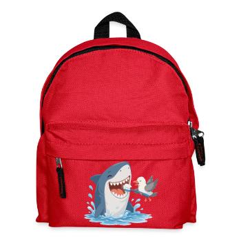 Shark brushing teeth with seagull - Kids' Backpack - red - Front