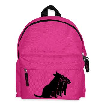 3 Hunde sitzen Team Crew Drei Freunde Silhouette - Kinder Rucksack - Fuchsia - Vorne