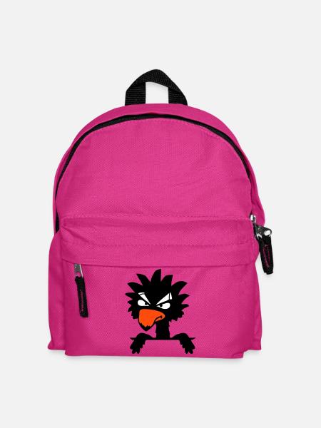 Rabe Vogel guckt böse cool lustig Comic Humor Spaß - Kinder Rucksack - Fuchsia